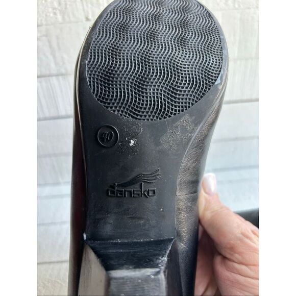 Dansko Women’s Black Leather Wedge Slip-On Comfort Heels Size 40 - Picture 10 of 12